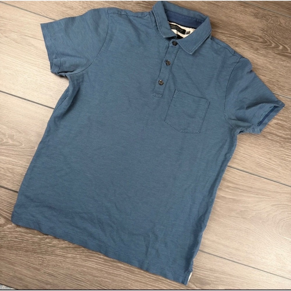 Banana Republic Mens Performance Pique Polo Standard Fit Blue Small